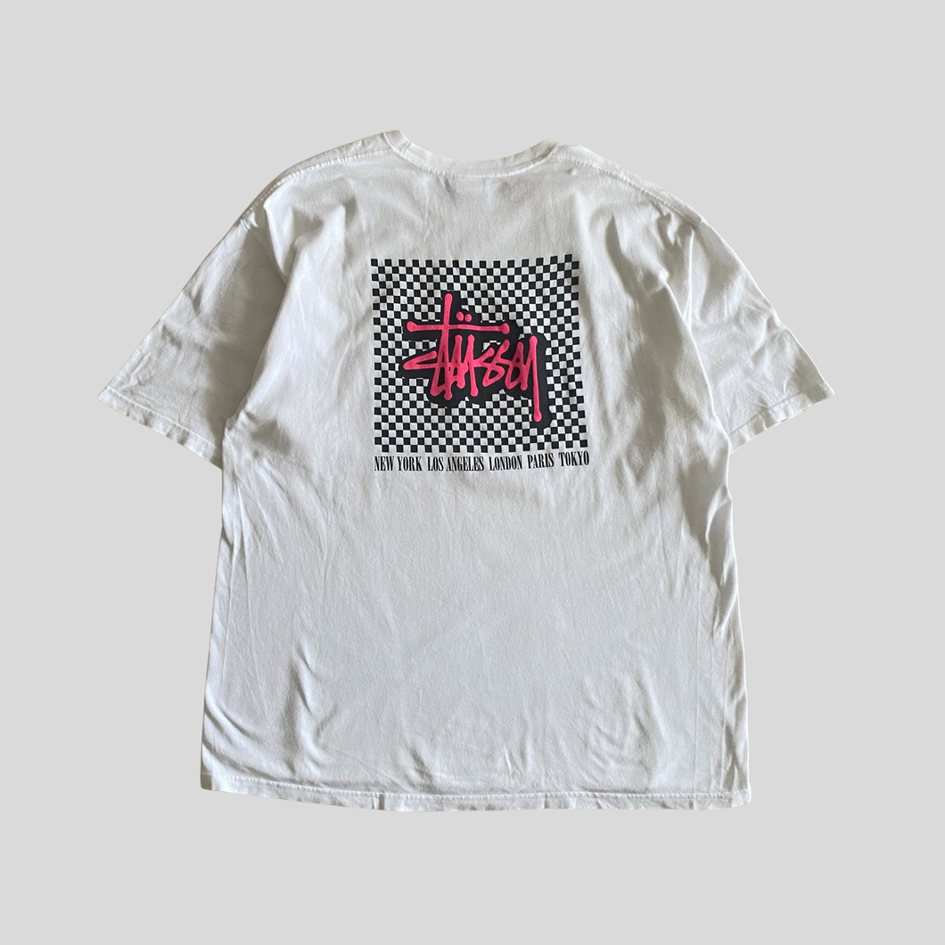 00s Stüssy checkered t-shirt - XL