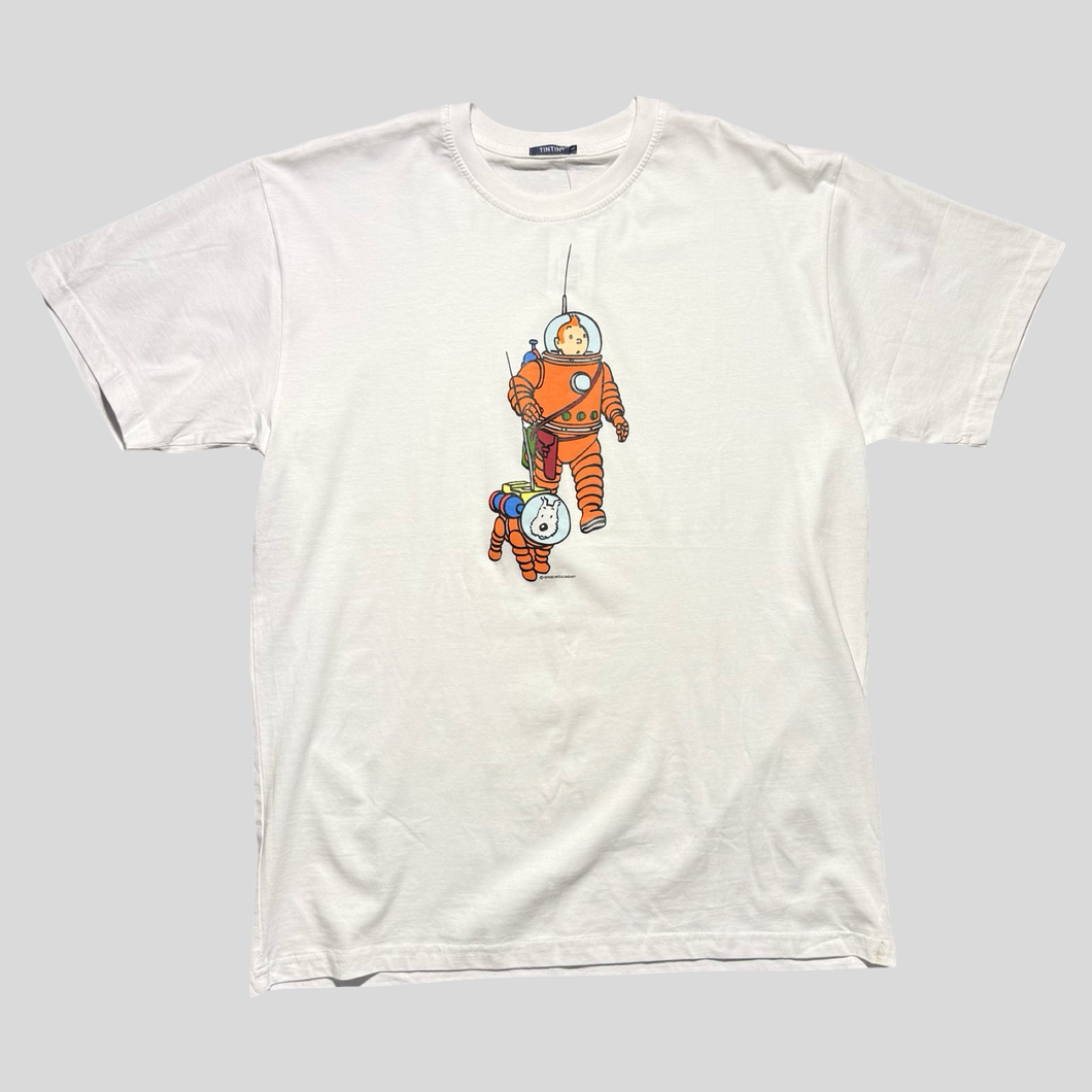 00s Tintin space T-shirt - L