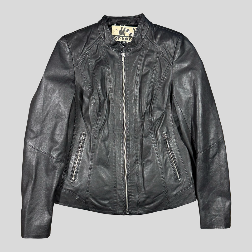 90s Gatto biker leather jacket - 36