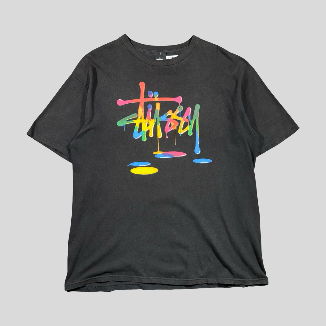 00s Stüssy drip T-shirt - L