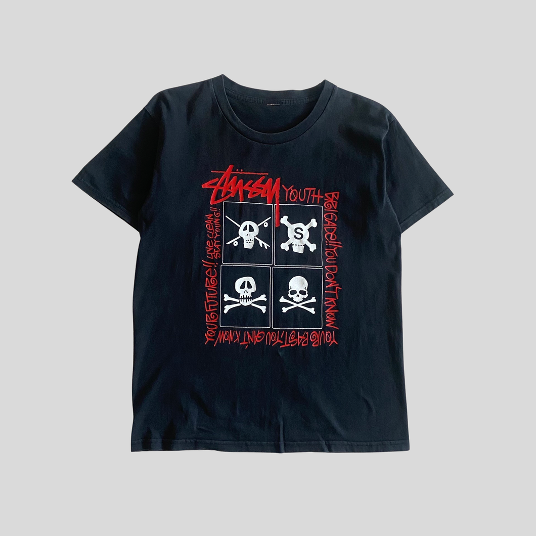 00s Stüssy skull t-shirt - S