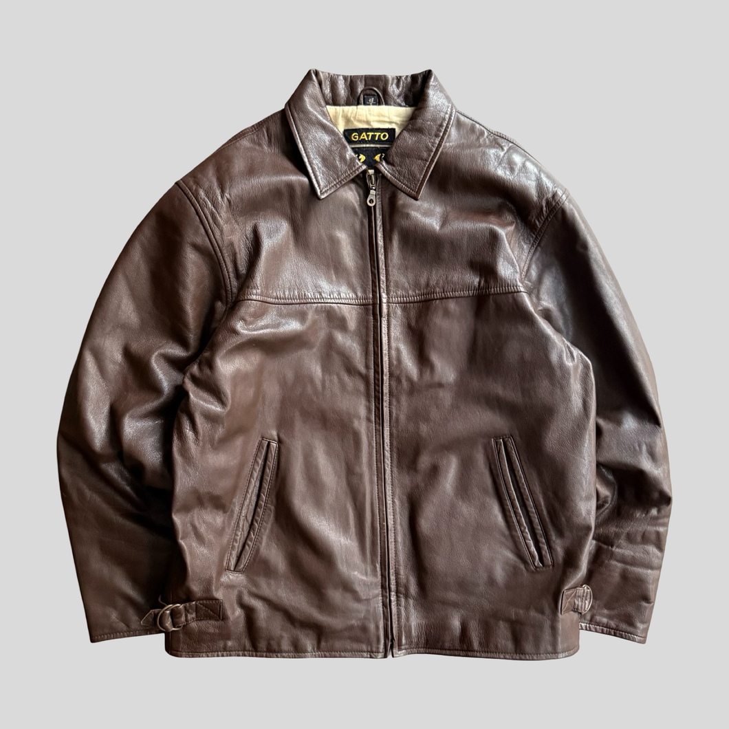 90s Gatto detriot leather jacket - S/M