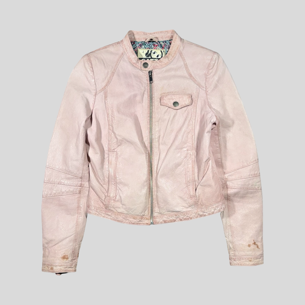 90s Gatto biker leather jacket - 38