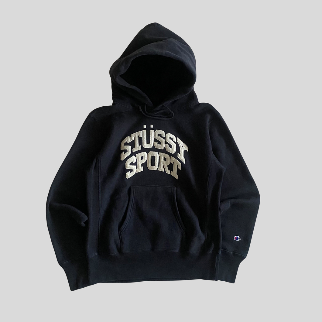00s Stüssy x champion sport hoodie - S