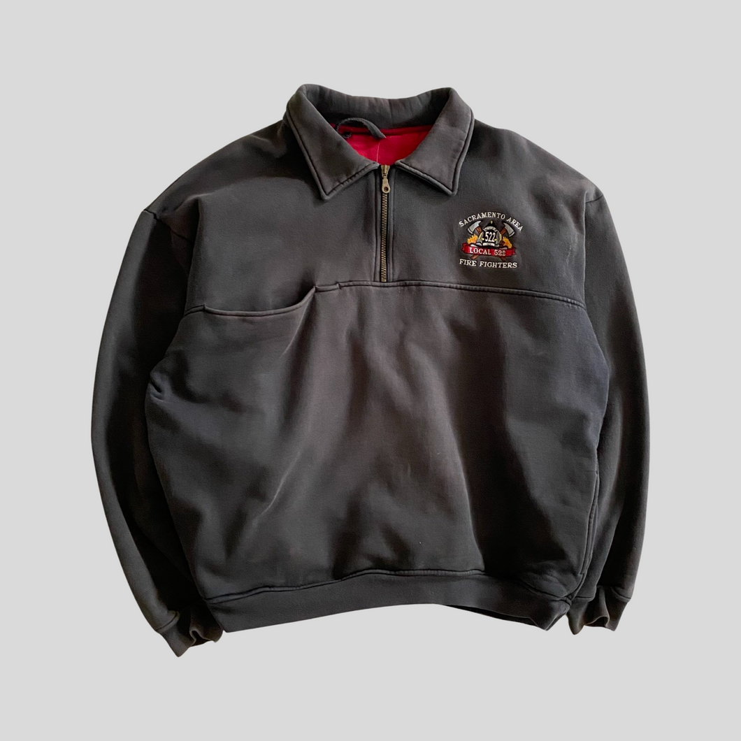 80s Fire fighters workwear 1/4 zip up - L/XL