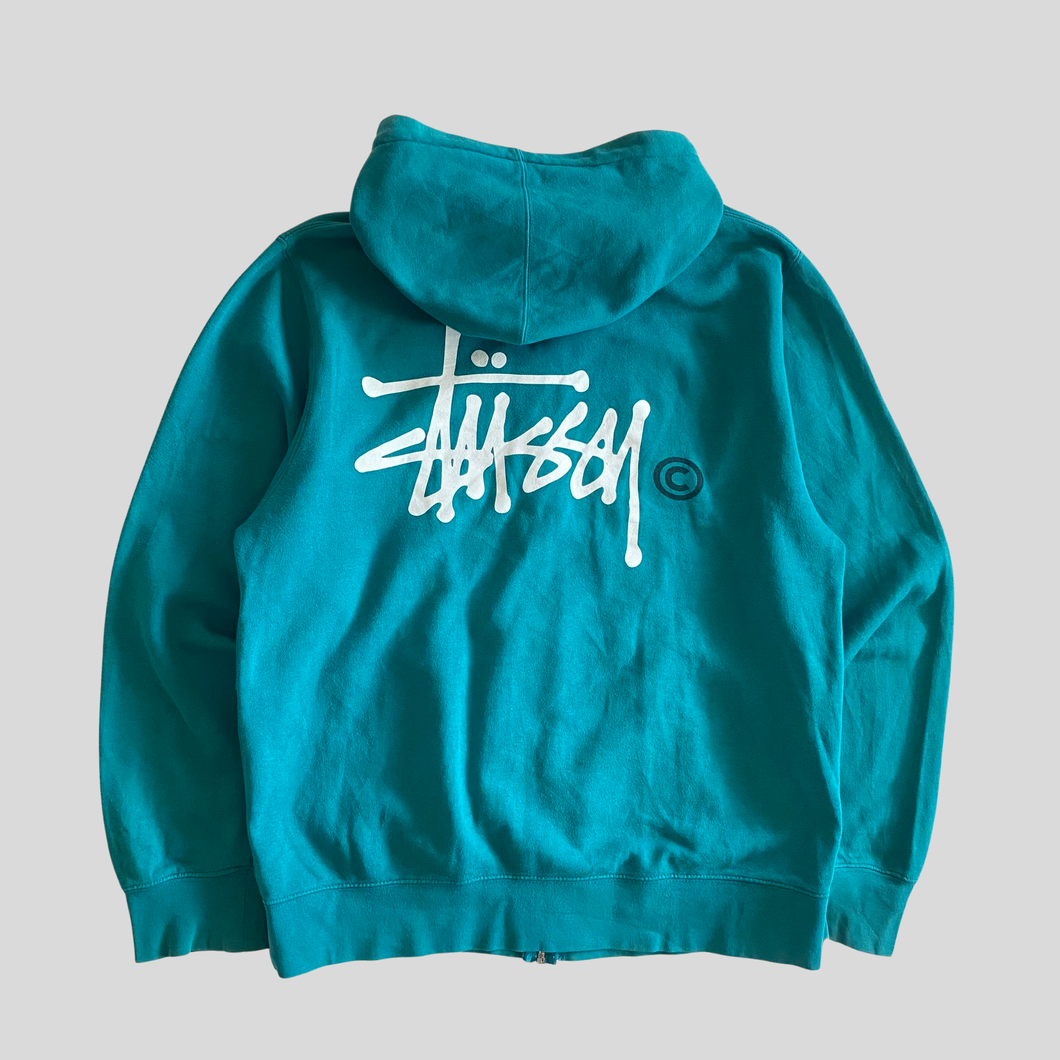 00s Stüssy basic logo zip up hoodie - L