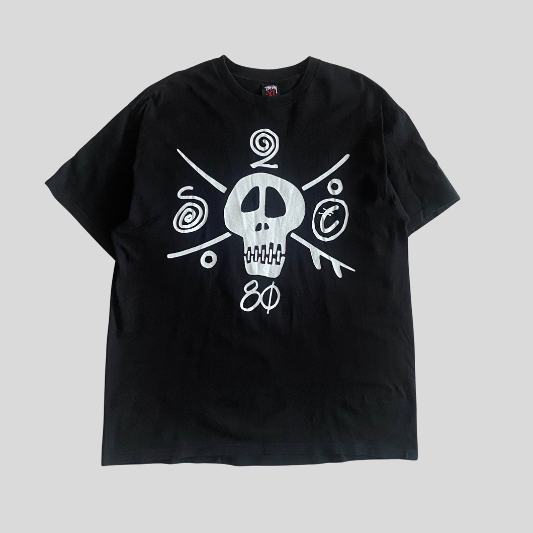 00s Stüssy skull T-shirt - XL