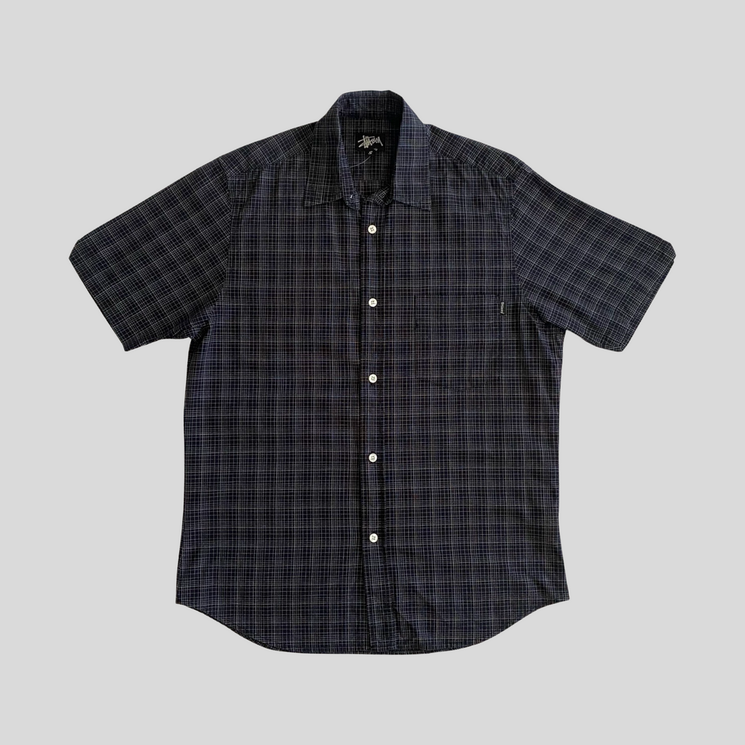 90s Stüssy checkered short sleeve shirt - M